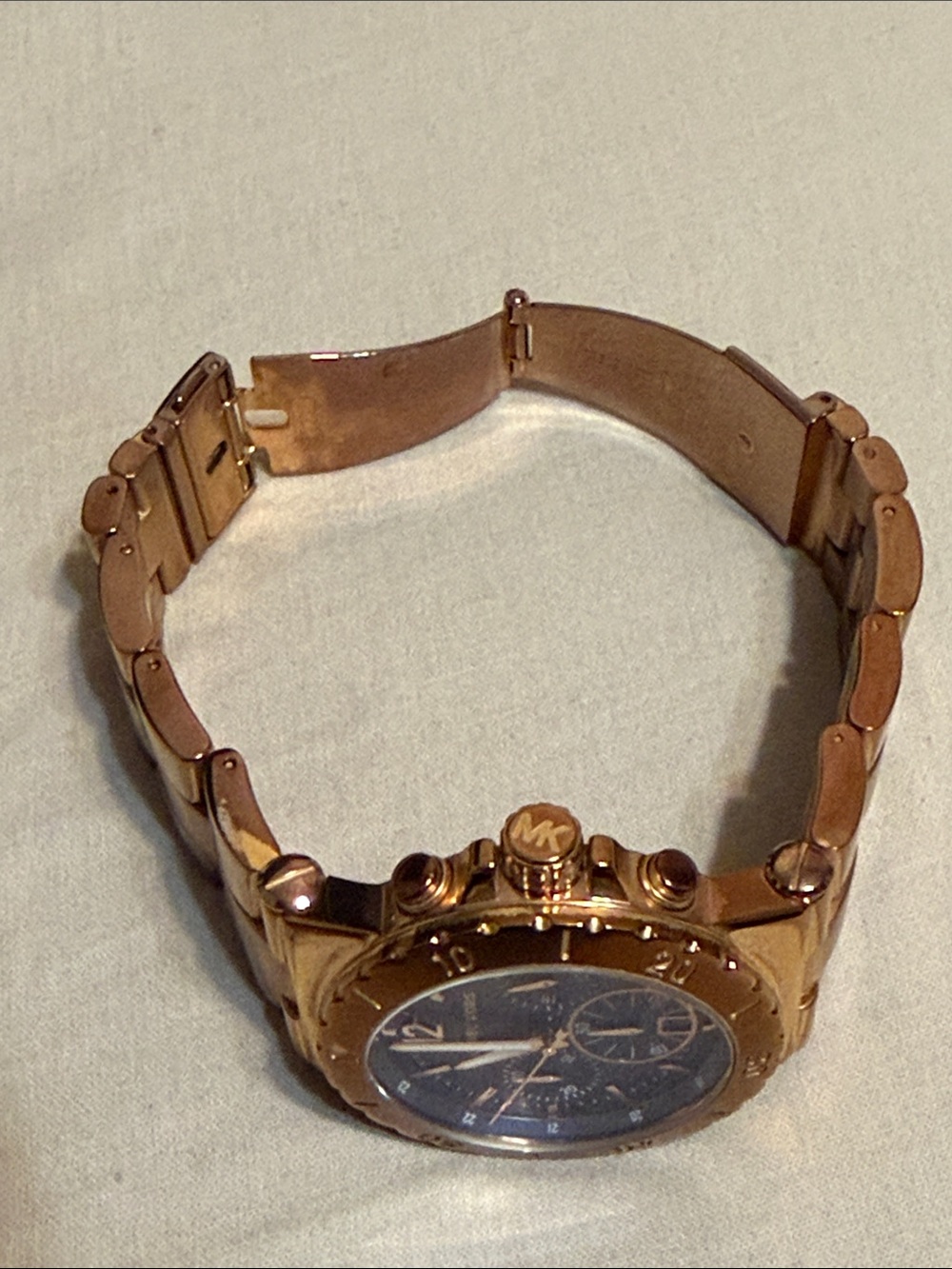 Michael Kors Rose Gold and Blue Chronograph Bracelet Watch - Picture 6 of 7